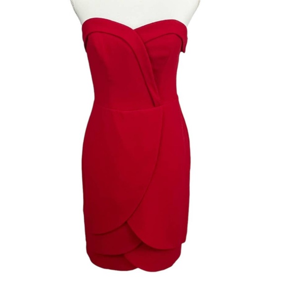 Eva Franco Anka Dress in Red Strapless Tulip Hem Evening Wear Size 6 NWT - Picture 1 of 11
